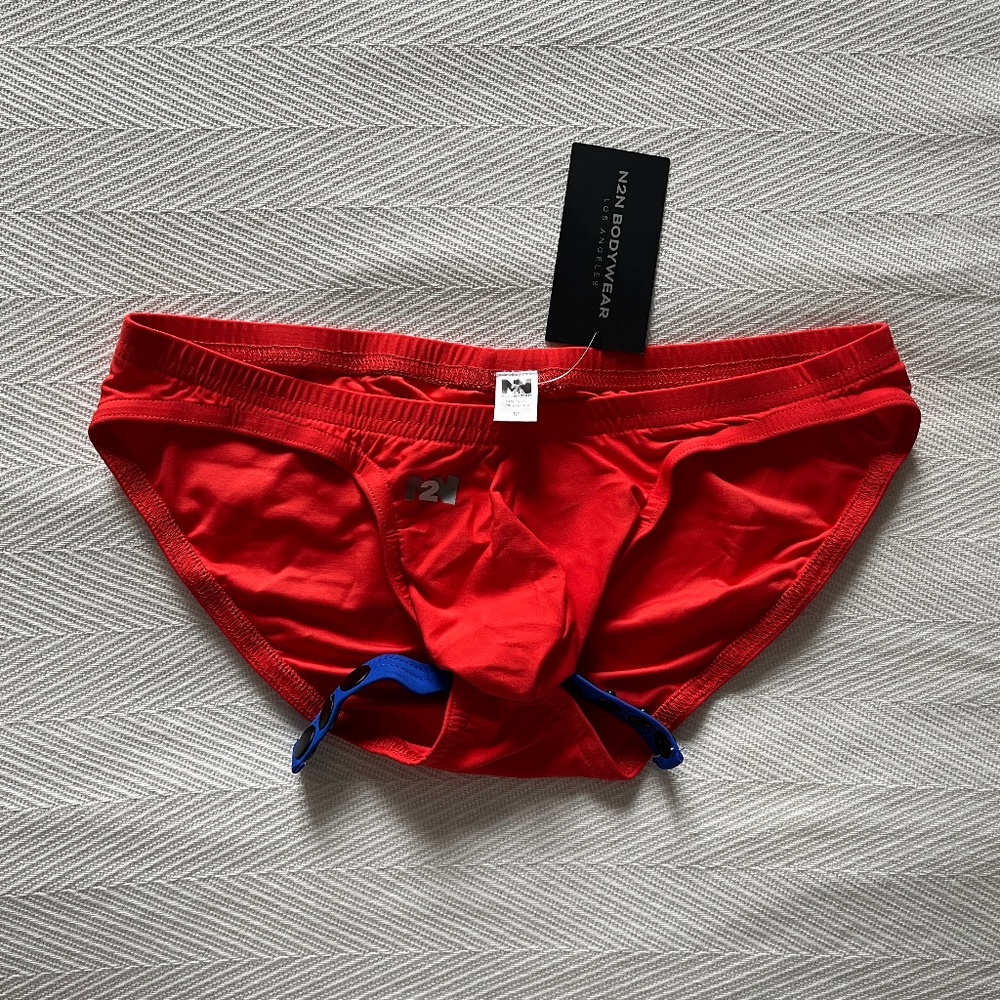 Mens N2N Bodywear Maverick Swim Bikini Sz M persimmon / blue NWT